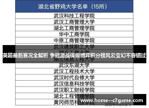 英超最新赛况全解析 争冠激战保级博弈积分榜风云变幻不容错过